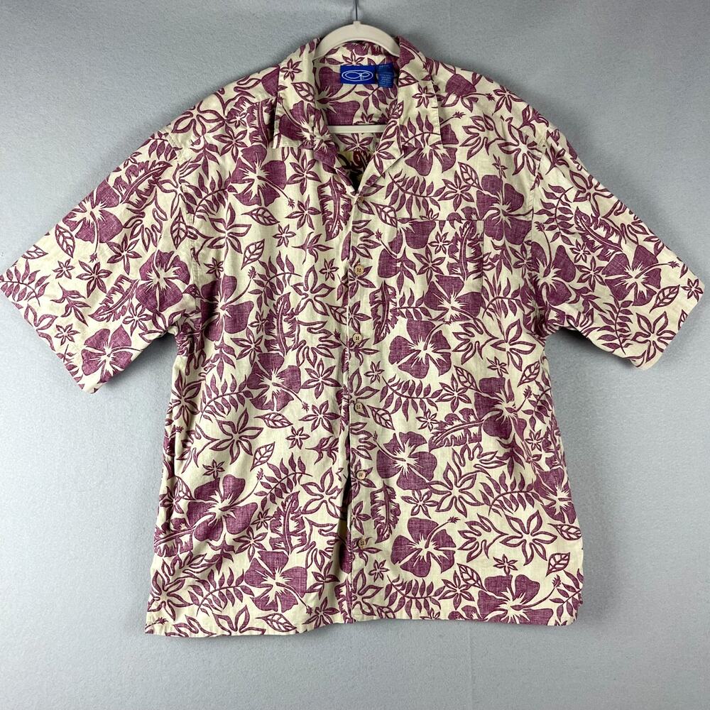 Vintage Ocean Pacific Hawaiian Shirt Mens XXL Floral Short Sleeve Tropical Y2k